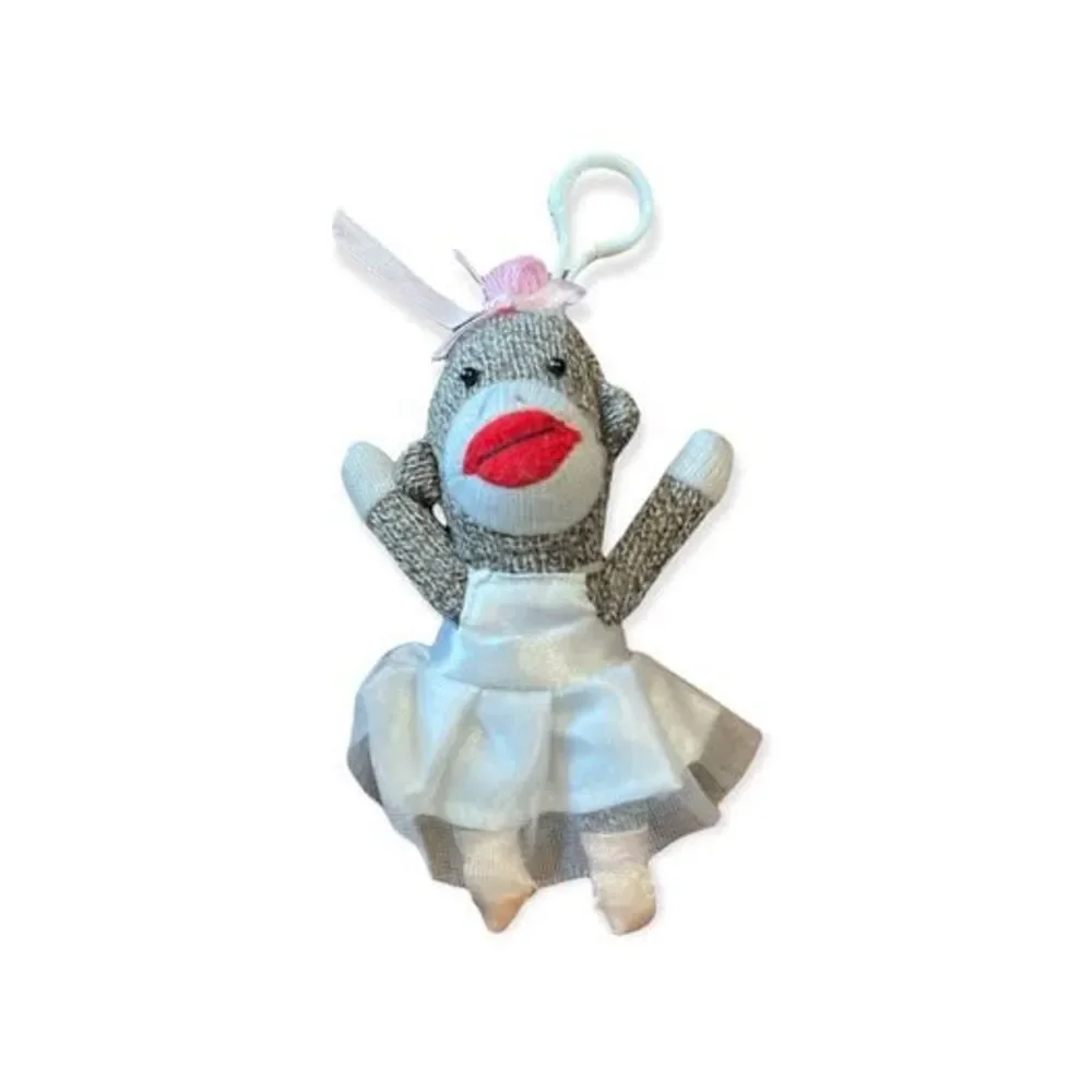 Sock Monkey Ballerina dancer hook Clip on back park ornament